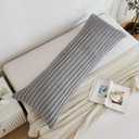 Full Body Pillow with Fluffy Stripe Faux Fur Removable Cover, Long Bed Pillow Adult 20x54 Inches for Side Sleeper and Pregnancy, Gray.
