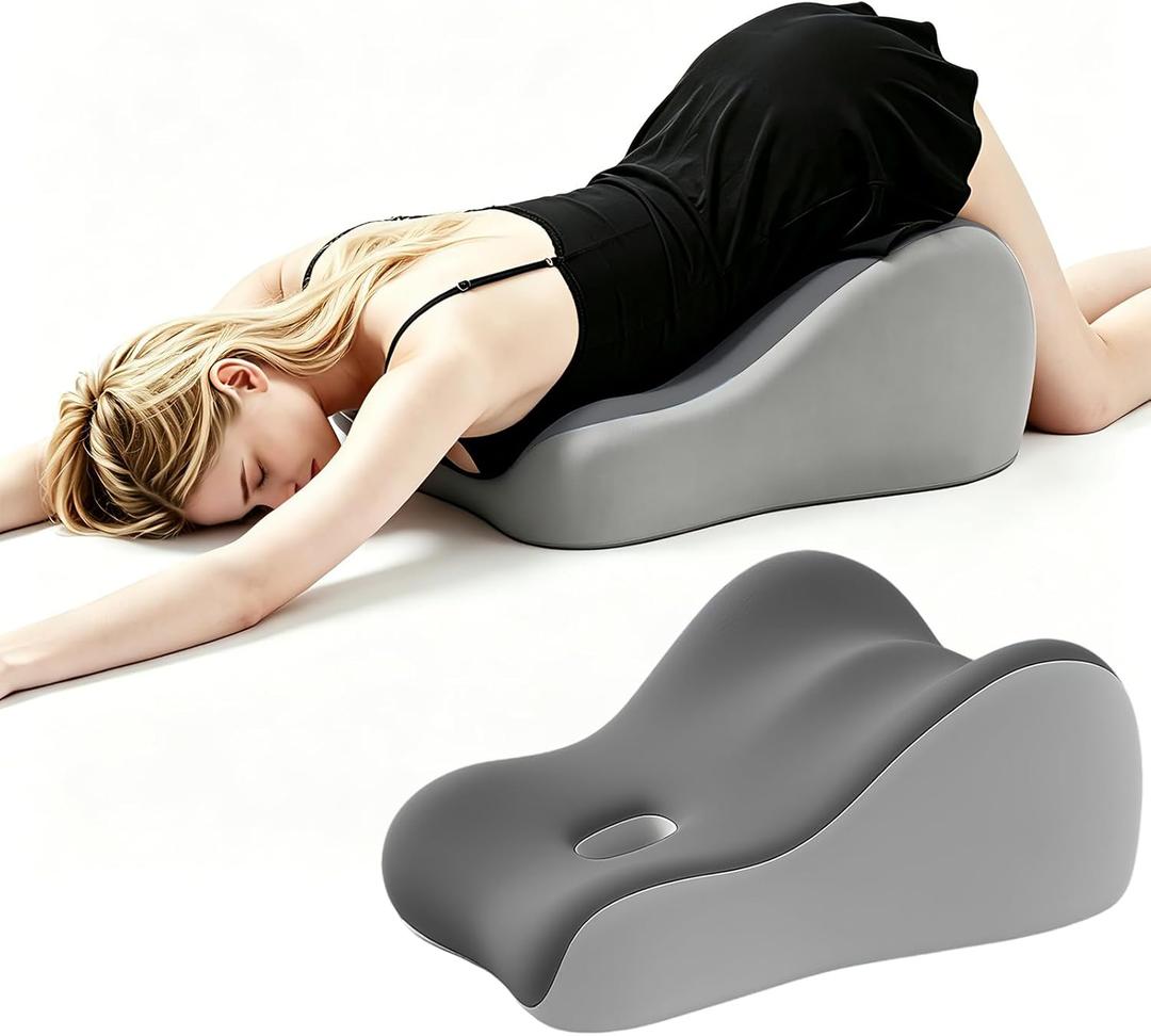 Memory Foam Wedge Pillow Intimacy Couples Pillow, Pregnant Ergonomic Contoured Position Pillow for Sleeping & Reading, Multi-Functional Bed Pillow Back Support Cushion Double Grey