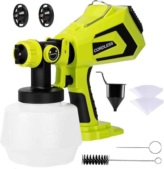 Cordless Paint Sprayer for Ryobi 18V Battery,Paint Sprayer Gun for House Painting, 1200ml Container Power Paint & HVLP SprayersFence, Door, Cabinets, Walls, Chairs etc(Battery NOT Included), Paint On Multiple Parts