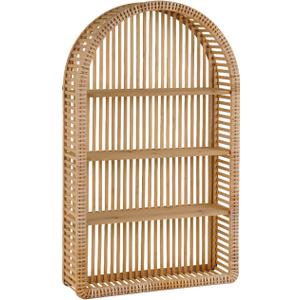Rattan Wall Shelf - 4 Tier Boho Arch Hanging Shelves Handcraft Floating Shelf for Bathroom Living Room Wall Decor, 18.7" x 31.5"