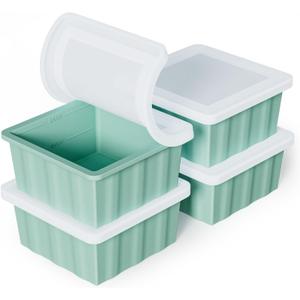 Silicone Freezer Tray for Soup Ice Cubes: 2-Cup Freezing Trays with Lid for Meal Prep - 4Pack Silicon Soup Portion Freeze Tray Make Stock Souped Ice Cube