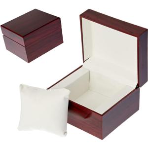 LETURE Wooden Single Watch Cases for Men Women, Wood Wrist Watch Bangle Gift Box with Pillow