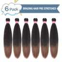 Pre Stretched Braiding Hair Extensions 26 Inch 6 Packs Long Braid Hair Yaki Texture Professional Prestretched Braiding Hair For Women (1B/30#, 26 inch)