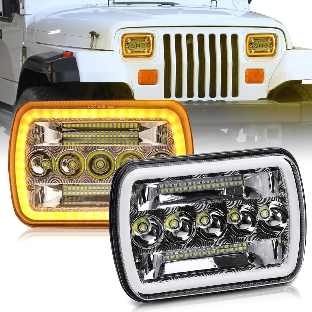 MAYELLO 1 Pack 5x7 Led Headlight 7x6 Led Headlights DOT Approved H6054 Led Headlights Hi/Low Sealed Beam Headlights Compatible with Jeep Cherokee XJ Wrangler YJ Ford Chevy GMC Toyota Nissan Dodge etc