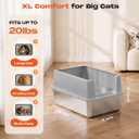Suitfeel XL Stainless Steel Cat Litter Box with Lid,2 Pack,Light Gray