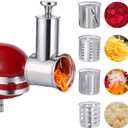 Large Stainless Steel Slicer Shredder Attachment for KitchenAid Mixers,Dishwasher Safe Vegetable Cheese Grater Accessories with 4 Cutting Blades by KINGEAGLE