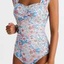 Womens One Piece Swimsuits Tummy Control Bathing Suits Modest Full Coverage Swimsuit Wide Straps Swimwear (Blue)