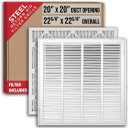 Fits 20x20 Duct Opening | Filter Included Steel Return Air Filter Grille by Handua [Removable Door] for 1-inch Filters | Vent Cover Filter Grill | White | Outer Dimensions: 22 5/8"W X 22 5/8"H