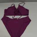Meetall Women's High Cut String Triangle Bikini Set Swimsuits Sexy Bathing Suits 2 Piece (Purple, L)