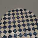 CHI AN HOME 12" Checkered Lazy Susan for Tabletop, Handcrafted Mother of Pearl Turntable Organizer for Kitchen Counter, Coffee Table, Bathroom, Dining or Organizing (Navy Blue)