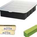 Silicone Butter Mold with Lid - Non-Stick Butter Tray for Making 4 Butter Sticks - Silicone Butter Mould Container Forms for Making Herb Butter Candles Baking Cookies-Smart Kitchen Gadget (Black)