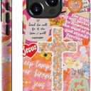 DAIZAG Case Compatible with iPhone 14 Pro,Durable Shock Protection Cover for Girl Women,Bible Cross Flower Collage Orange