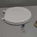 KOHLER 4648-0 Stonewood Round Toilet Seat, Round Wood Seat for Standard Toilets, Comes with Color-Matched Plastic Hinges, Home Essentials, White