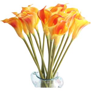 10pcs Calla Lilies Artificial Flower,26'' Long Stem Artificial Calla Lily Flowers,Realistic Arum Lilies for Wedding Bridal Bouquet Home Decor Centerpiece,Orange