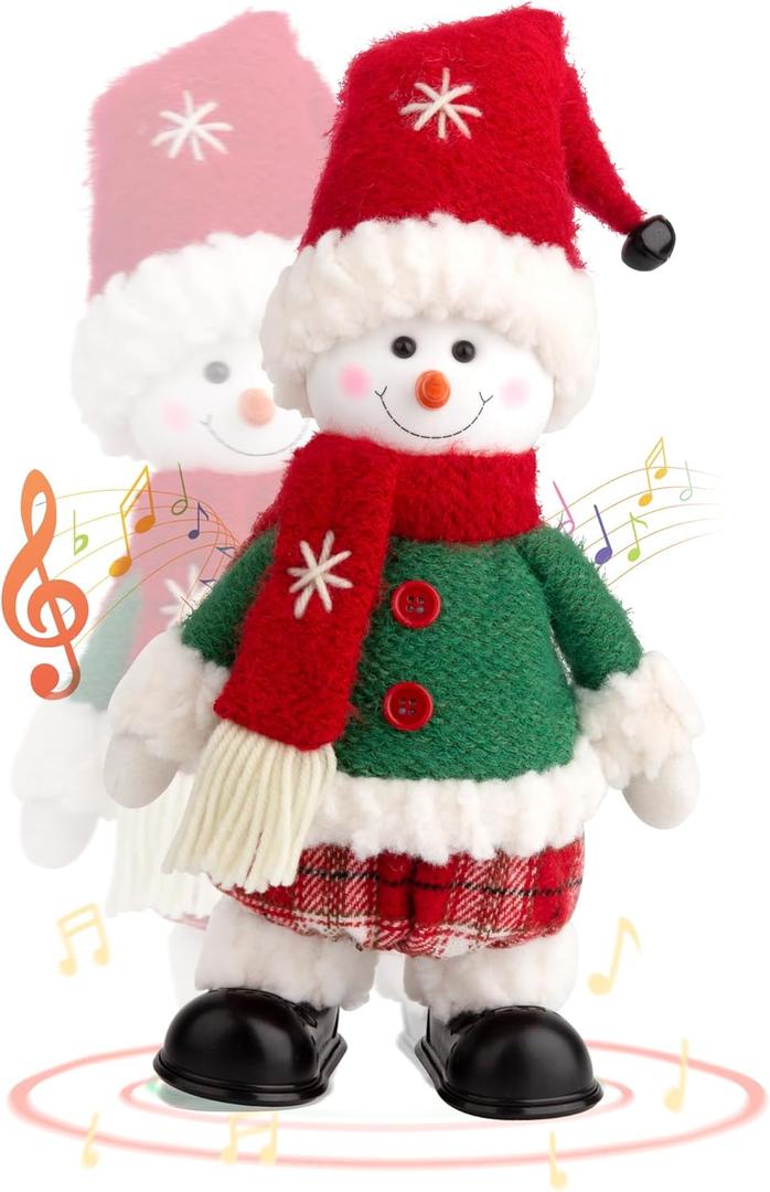 Electric Animated Snowman with Singing, Dancing - Christmas Animatronics Musical Snowman, Christmas Doll for Xmas Gift, Indoor Festive Decoration