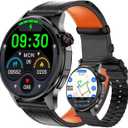Smart Watch, GPS & Free Maps, AI, Bluetooth Call & Text, Health, Sleep & Fitness Tracker, 100+ Sport Modes, Waterproof, Long Battery Life, Waterproof, Compass, Barometer, 2 Bands Smartwatch for Men