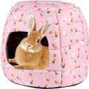 YUEPET Large Rabbit Bed House Foldable Winter Warm Bunny Hideout Cave for Guinea Pig Hamster Squirrel Ferret Hedgehog Chinchilla Cozy Cage Accessories