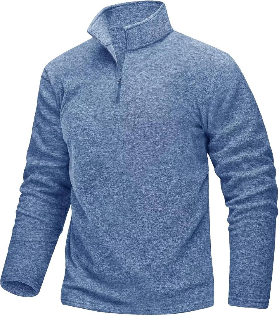 TACVASEN Mens Quarter Zip Sweatshirt Long Sleeve Pullover 1/4 Zip Up Golf Shirt for Men Winter Fleece Lined Thermal Sweater (Blue, S)