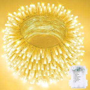 33FT 100LED String Lights Battery Operated with Timer, Waterproof Battery Powered Twinkle Lights, 8 Modes Fairy Light for Indoor & Outdoor Party Bedroom Garland Tree Christmas Decorations (Warm White)