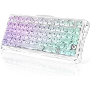 GravaStar Mercury K1 Lite 75% Gaming Keyboard, 2.4GHz/BT/Wired Tri-Mode Wireless Keyboard, Gasket Hot Swappable Mechanical Keyboard, Pre-lubed Linear Switches, RGB Backlit (Crystal Aurora)