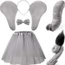 Haysandy Kids Elephant Tutu Skirt Accessories Elephant Headband Ears Nose Tail Bow Tie and Tutu Skirt for Carnival Cosplay