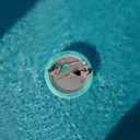 CALOBANA Round Floating Ring Inflatable Water Hammock Heavy Duty River Floats Lake Raft for Adults Tanning Pool Lounger Float Island Platform Pad Mat for Party  Water Hammock (8' Circle), Mint Green/White+Grey