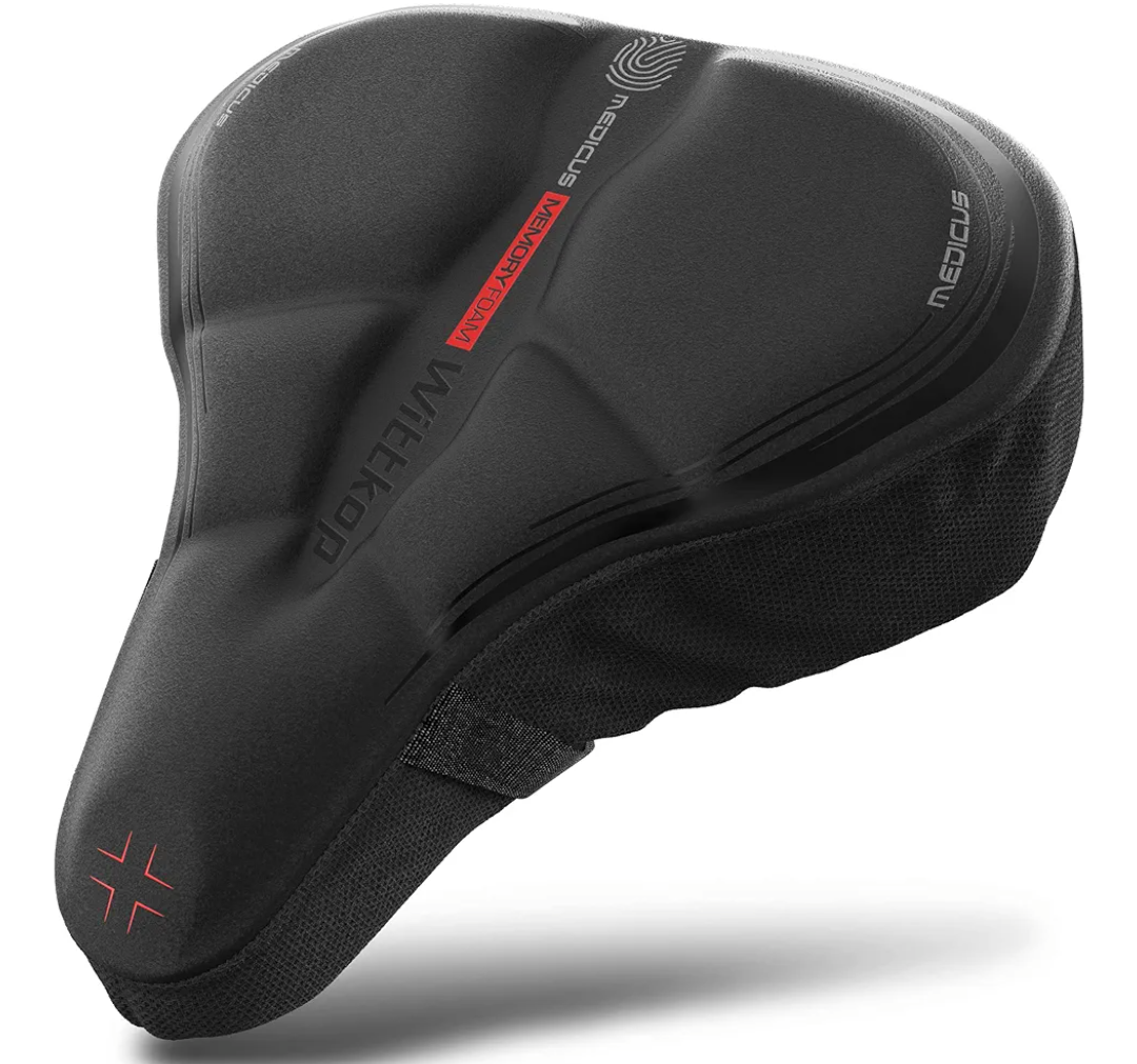 WITTKOP Bike Seat Cushion Made of Comfy Memory Foam I Bike seat Cover for Men & Women with Ergonomic 3-Zone-Concept I Bike Saddle Cover, for peleton seat cushin, Bicycle seat Cushion