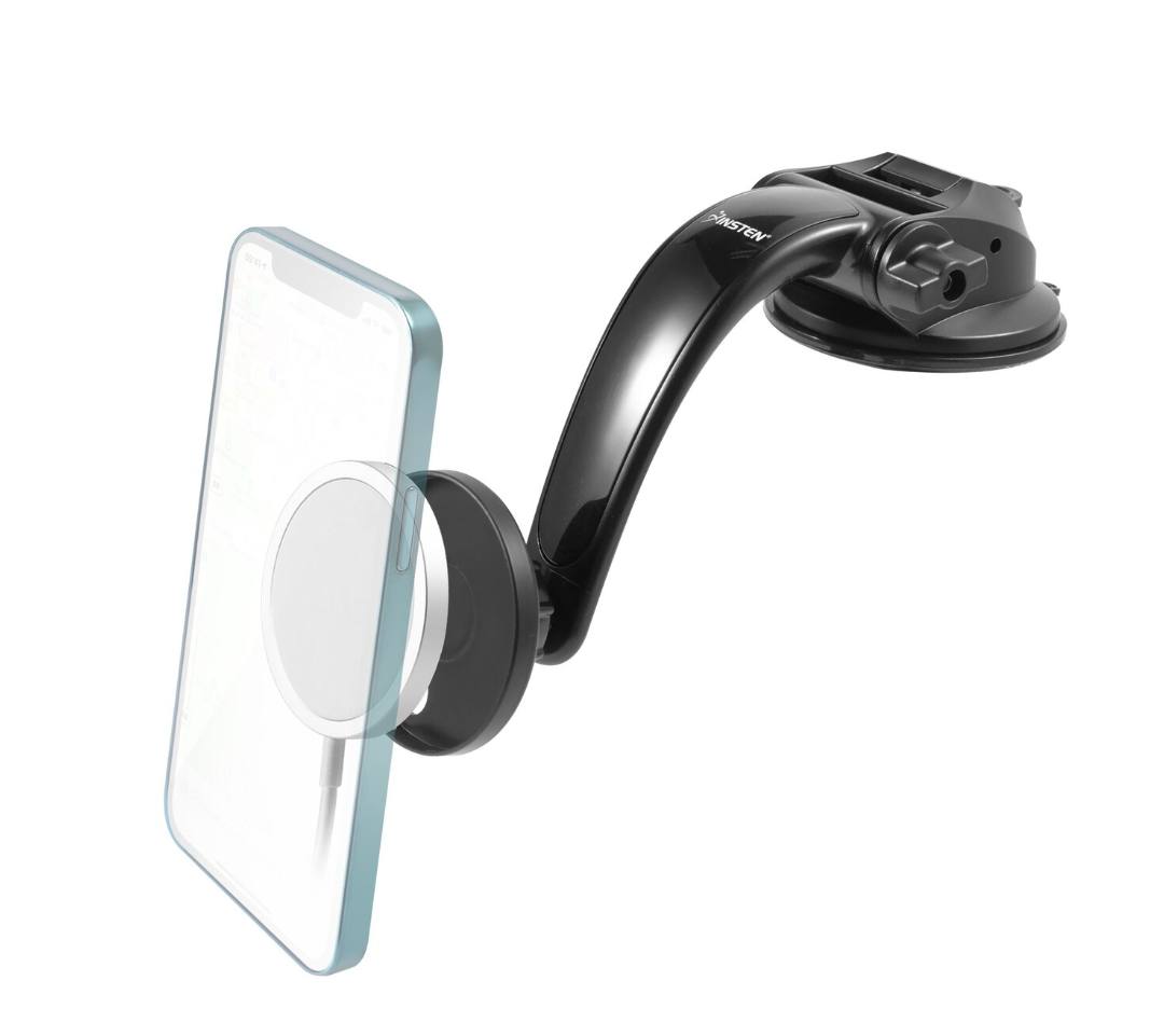 Insten Car Phone Holder Compatible with Magsafe Charger Wireless Charging Pad, Dashboard Windshield Mount, Adjustable, Strong Suction Cup Long Arm