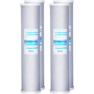 Geekpure 20 Inch Carbon Block Water Filter Reduce Chlorine Taste Odors for Whole House Filtration- 4.5 Inch x 20 Inch -5 Micron-Pack 4