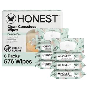 The Honest Company Hypoallergenic Multi-Use Baby Wipes for Sensitive Skin, Geo Mood, 576 Count (72 Count (Pack of 8))