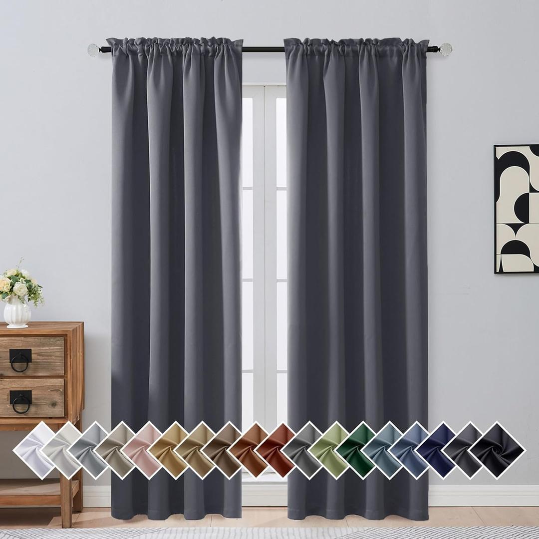 OVZME 100% Blackout Curtains 84 Inch Long 2 Panels for Living Room, Gold Blackout Curtains Thermal Insulated Draperies, Heat and Full Light Blocking Panels for Bedroom (2x40Wx84L, Grommets)