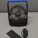 Battery Operated Fan, Camping Fan Battery Powered, Super Long Lasting, Portable D-Cell Battery Powered Desk Fan with Timer, 3 Speeds, Quiet, 180 Rotation, for Office,Bedroom,Outdoor, 5'', Blue