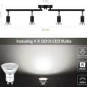 Unicozin LED 4 Light Track Lighting Kit, 24.8'' Black 4 Way Ceiling Spot Lighting, Flexibly Rotatable Head, Track Light Included 4 x LED GU10 Bulb (4W, Daylight White 5000K, 400LM)