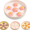 Ceramic Cat Slow Feeder Bowl - 6 OZ Puzzle Food Dish for Healthy Eating - Shallow Wide Whisker Friendly - Dishwasher Safe - 6.3 x 1.2 Inch - Blush Pink Flower