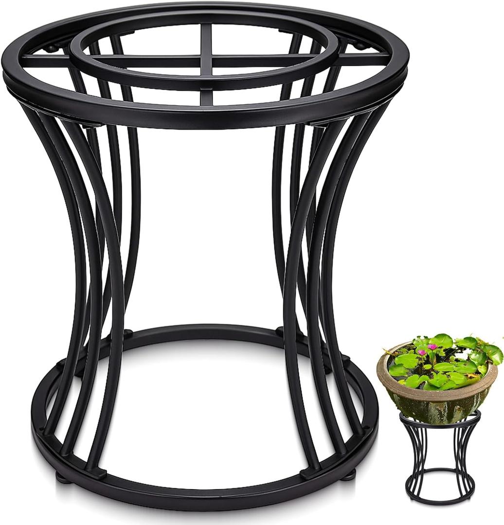 MorningRo Mini Pond Kit Stand 16 Tall Garden Pond Stand for Indoor Waterfall Holder Garden Rack, Black