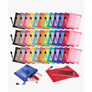 36 Pcs Mini Zipper Mesh Bags Nylon Mesh Cosmetic Bag Small Travel Makeup Zipper Pouch for Women Lipstick Travel School Office