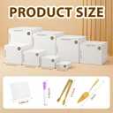 10 Pcs Buffet Risers with Mini Sign and Maker Serving Tongs Cake Cutter, White Acrylic Food Display Stands for Buffet Table Party Catering Dessert Nesting Cube Boxes with Hollow Bottoms (10",9",8",7",6",5",5",4",4",3")