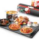 Food Warming Mat, Graphene Heating Warming Mat for Food, Portable Electric Warming Tray for Parties Buffet with 6 Hours Timer Setting, Roll Up Food Warmer Mat, Grey