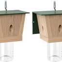 Carpenter Bee Trap for Outside - Green Pentroof Shed Style Nature Hanging Wood Carpenter Bee Traps Outdoor - Best Bee Trap - Insect Traps with Removable Vault (2 Pack)