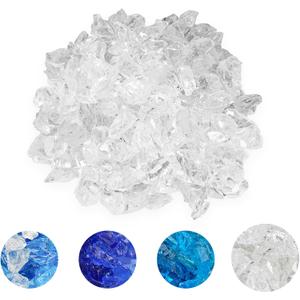 Skyflame 10-Pound Recycled Fire Glass for Fire Pit/Fireplace/Vase Fillers/Garden Landscapes, Ice Clear