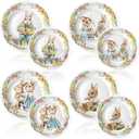 8 Pcs Easter Salad Plates Bunny Plates 8 Inch 10 Inch Easter Dishes Dinnerware Sets Ceramic-like Assorted Designs Spring Rabbit Plate for Dinner Salad Dessert Party Supplies(Cute)