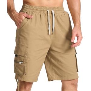 Mens Cotton Cargo Hiking Shorts with Multi Pockets Summer Outdoor Work Casual Shorts, XL