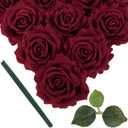 IPOPU Burgundy Velvet Rose 5" Large Roses Artificial Flowers 10pcs Silk Rose Fake Flowers for Wedding Bouquet Baby Shower Centerpieces Arrangements Home Party Tables Decor(Burgundy)