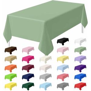 HEIPINIUYE 2 Pack Sage Green Tablecloth Disposable 54 x 108 Inch Sage Plastic Table Cloth Disposable Waterproof Rectangle Table Cover for Party Birthday Camping Picnic Tablecloths