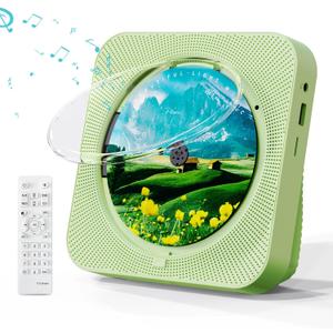Portable CD Player with Bluetooth Desktop CD Player for Home CD Music Players with Remote Control,Timer,Built-in Dual Speakers with LED Display Home Audio Boombox FM Radio (Green)