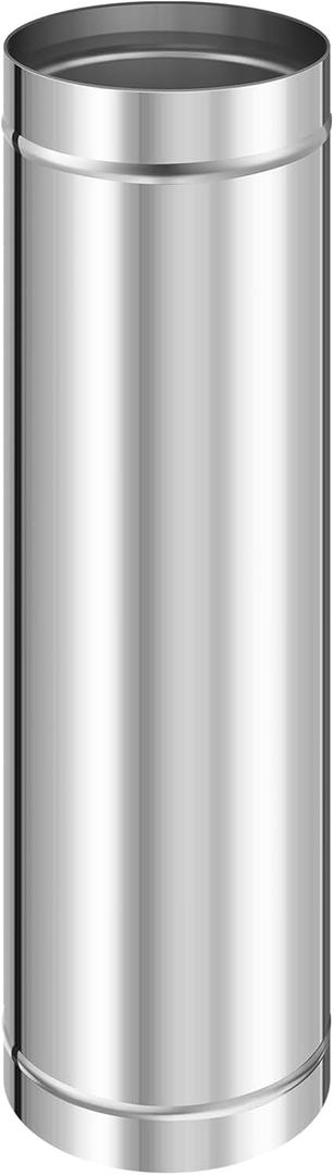 Yaocom 1 Pcs 6 x 24" Silver Stove Pipe, Stainless Steel, 6" Inner Diameter