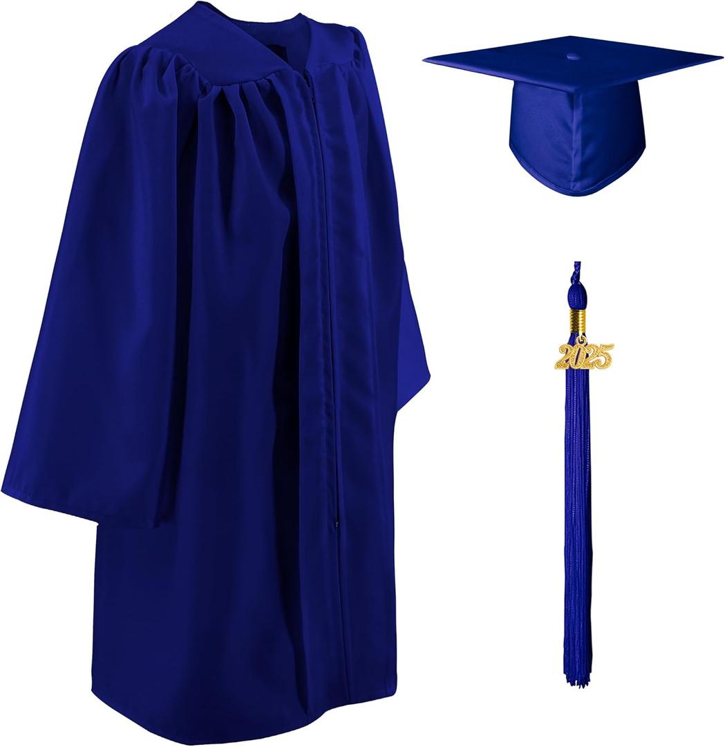 GraduatePro Kindergarten Graduation Cap and Gown Class of 2025 Tassel Set for Preschool Kids Ceremony Party Gift (36, Royal)