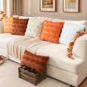 Artscope Fall Pillow Covers 18 x 18 Set of 2 Decorative Autumn Harvest Holiday Pumpkin Throw Pillow Cases Soft Plush Faux Fur Couch Cushion Case for Farmhouse Halloween Sofa Bed Room Home Decor-Orange