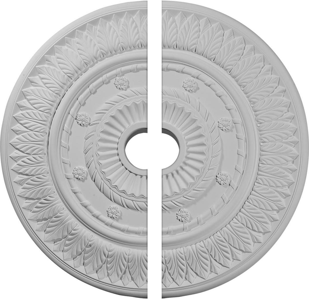 Ekena Millwork CM26LF2 26 3/4"OD x 3 5/8"ID x 1 1/8"P Leaf Ceiling Medallion, Fits Canopies up to 3-5/8", 2 Piece