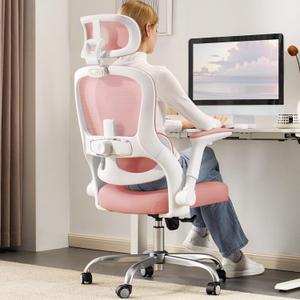 Office Chair Ergonomic Desk Chair, 4000 LBS Home Mesh Office Desk Chairs with Wheels, Computer Chair, Comfortable Gaming Chair with 3D Headrest, High Back Office Chair for Long Hours (Pink)